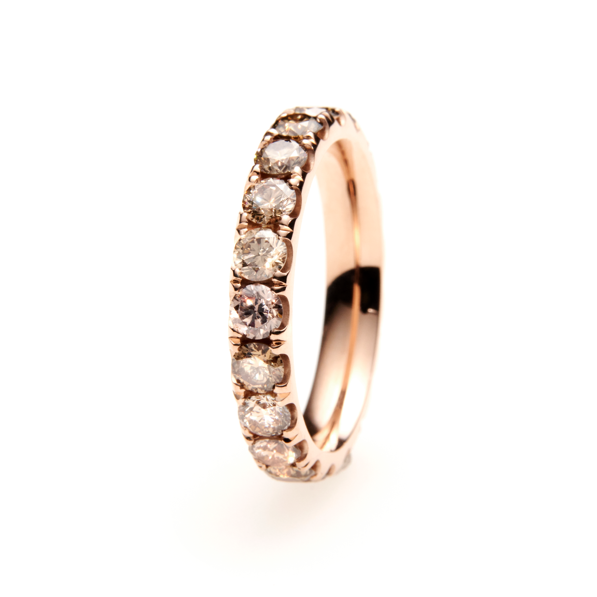 Alliance Ring in Rotgold mit braunen Diamanten - Sahak Fine Swiss Jewellery