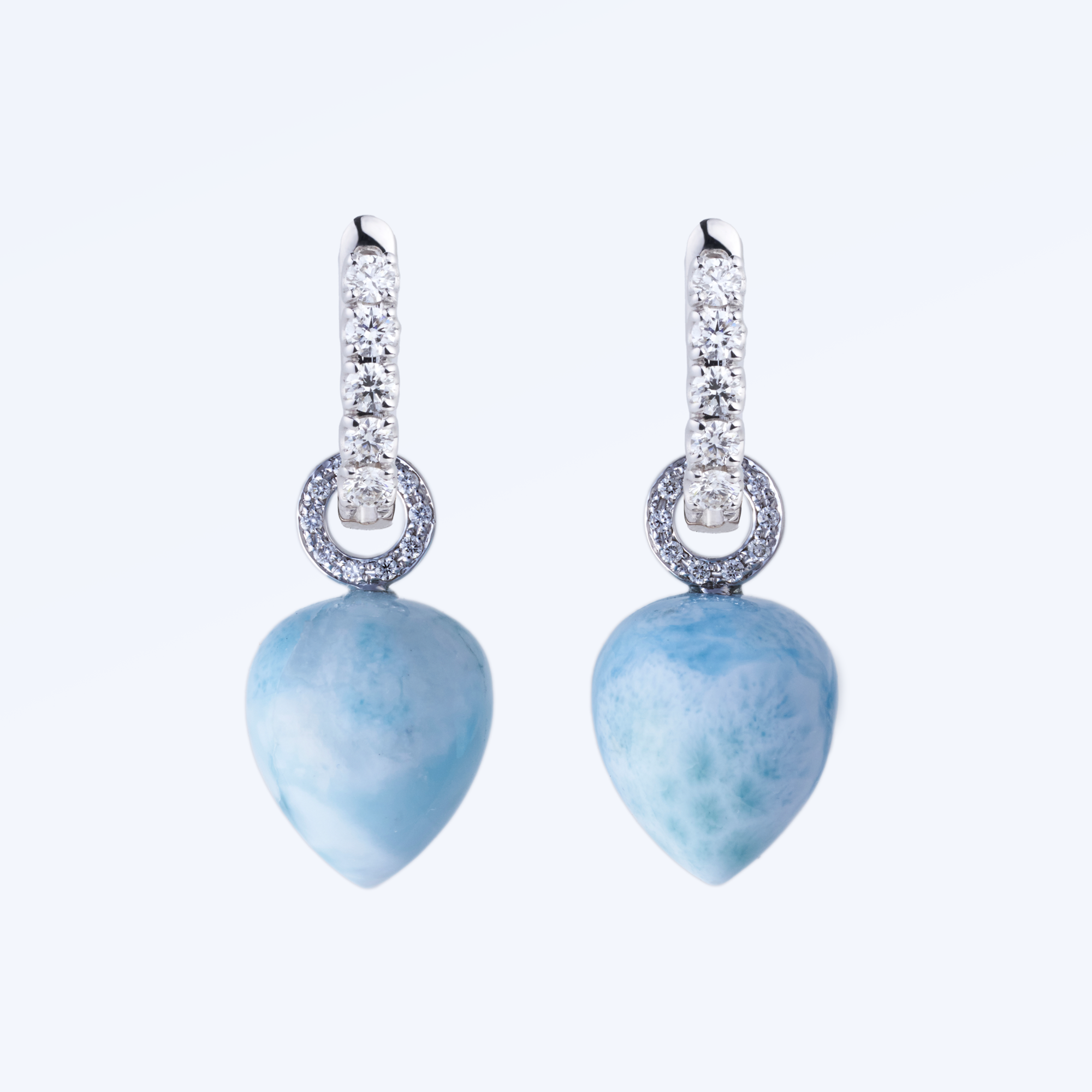 ohrschmuck, einhänger, creolen, wechsel, schmuck, larimar, pampel, spitzpampel, vario, kollektion, tropfen, diamantschmuck, ohrringe, hänger, edelsteine, damenschmuck, schmuckdesign, weissgold, goldschmuck, gold, goldschmiede, juwelier, sahak, jewellery, zürich