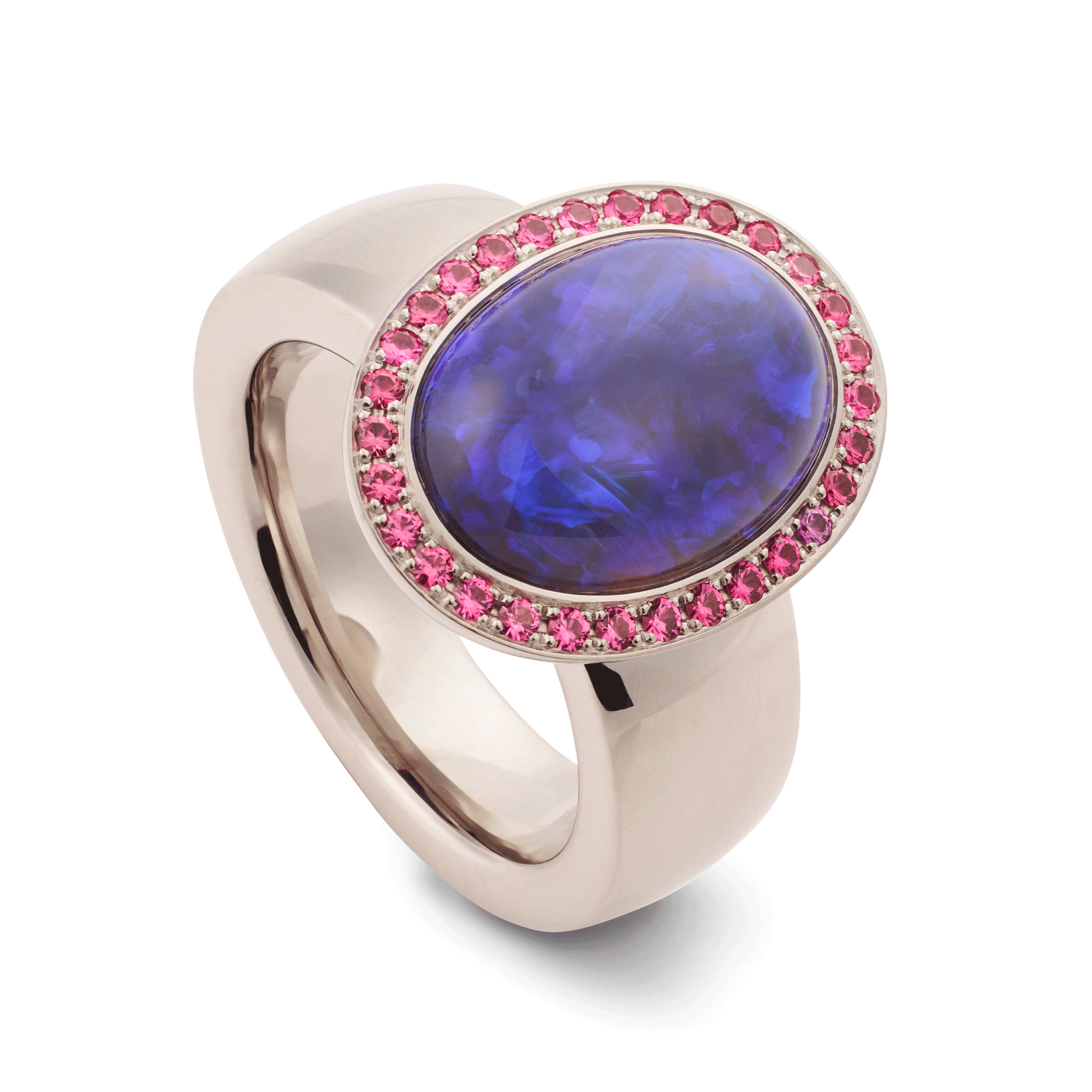 damenring, opalring, ring, schwarz opal, australien, spinell, entourage, damenschmuck, opalschmuck, schmuckdesign, juwelen, cabochon, goldschmiede, juwelier, sahak, jewellery, zurich