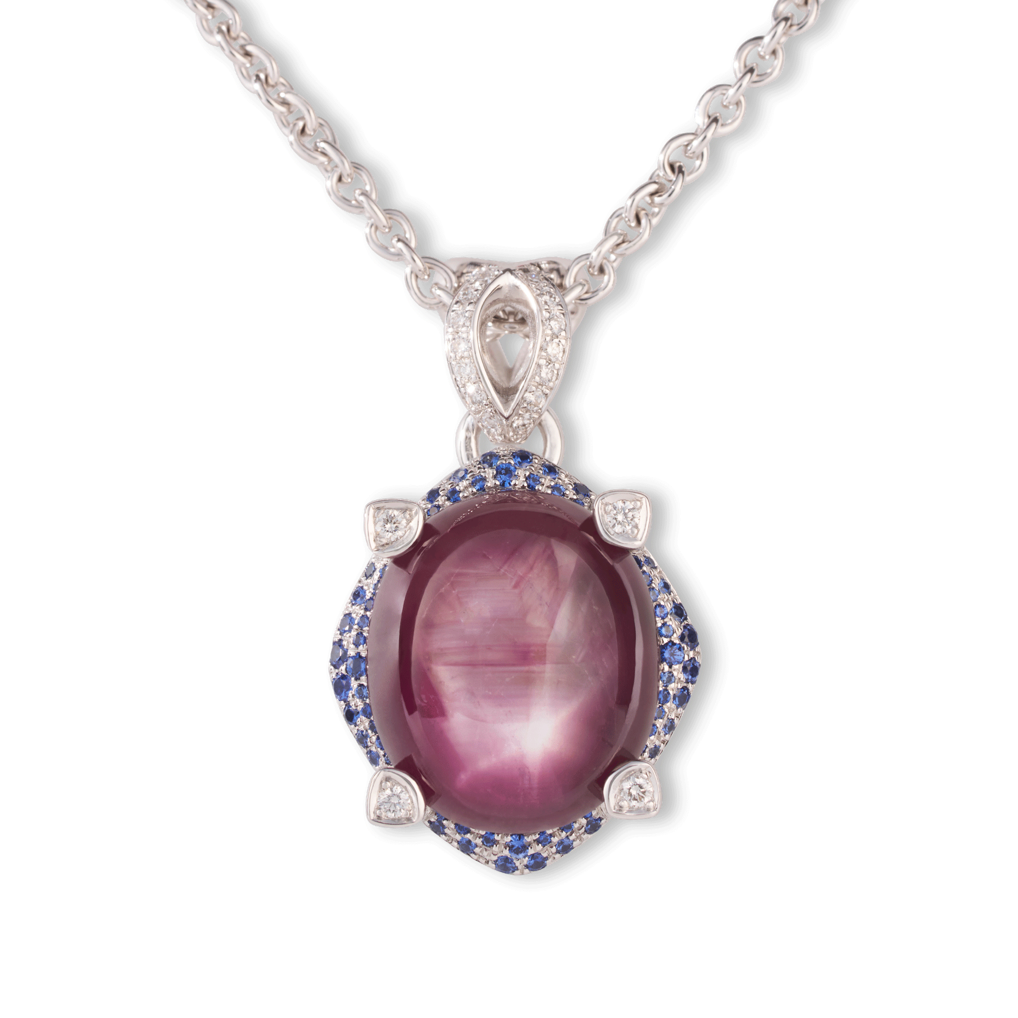 halsschmuck, anhänger, collier, sterrubin, rubinschmuck, rubin, saphir, diamant, schmuck, schmuckdesign, edelsteine, burma, myanmar, juwelen, weissgold, goldschmiede, juwelier, sahak, jewellery, zurich