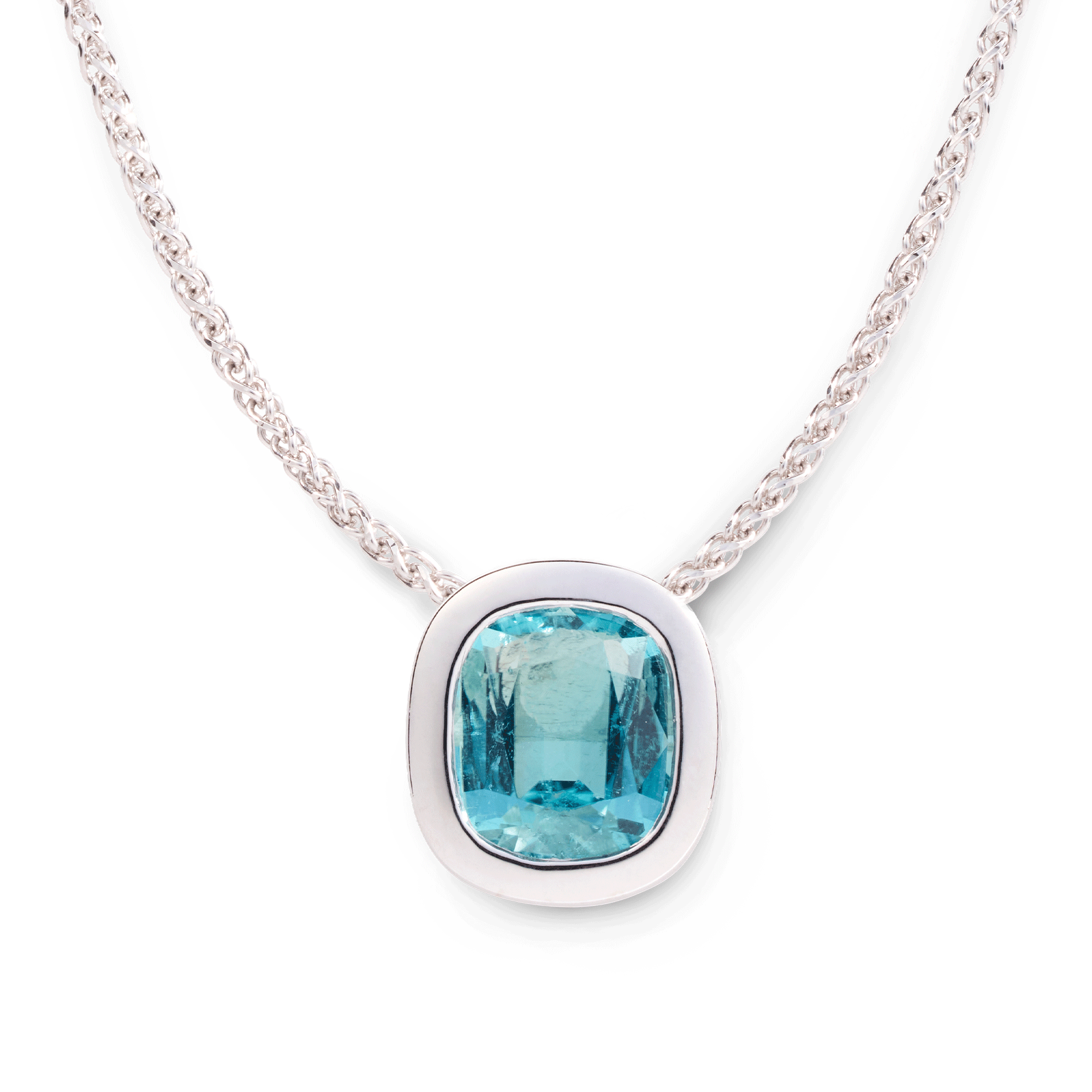 anhänger, halsschmuck, halskette, pendant, necklace, weissgold, turmalin, lagoon, indigolith, schmuck, juwelen, juwelier, damenschmuck, schmuckdesign, goldschmiede, sahak, jewellery, zurich