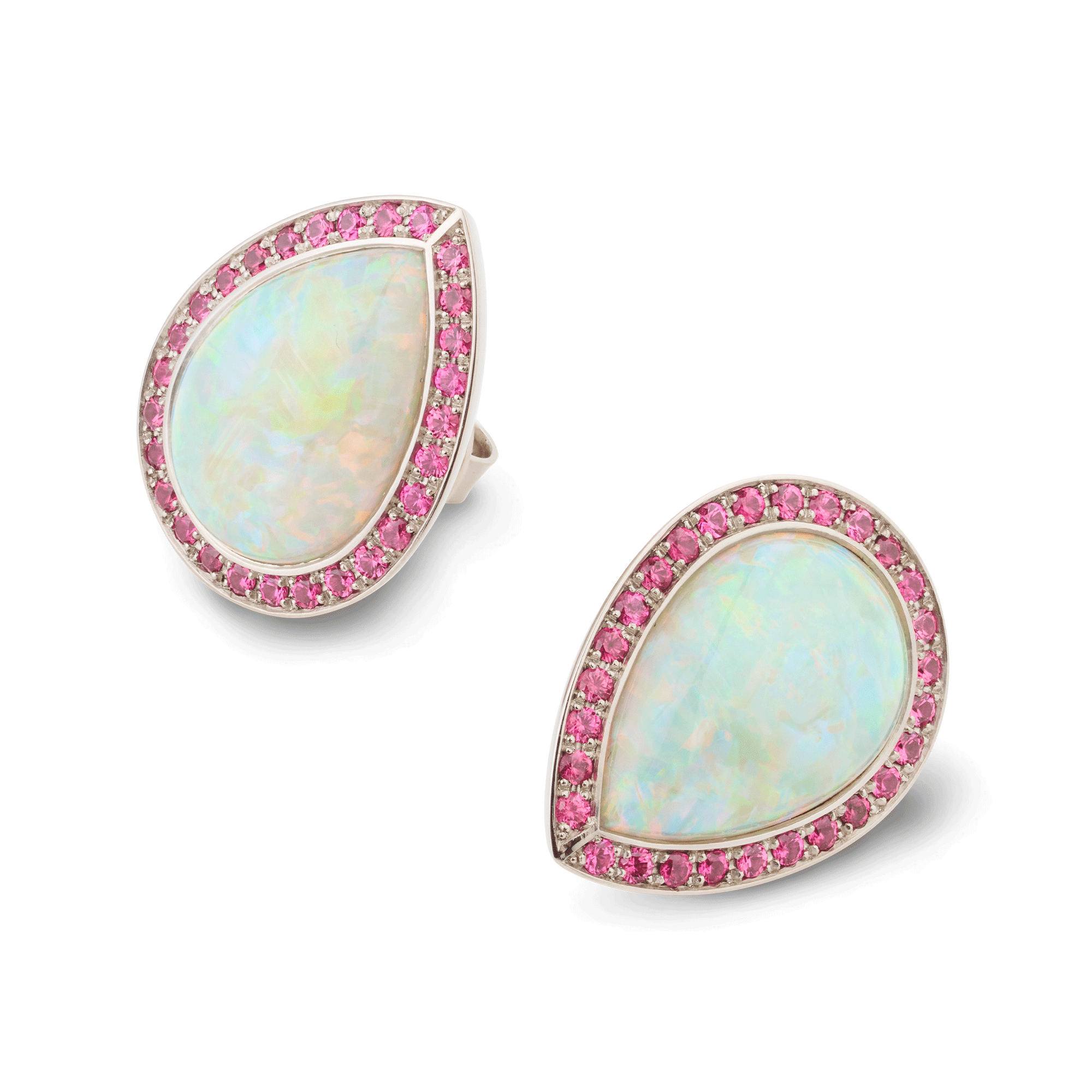 ohrstecker, ohrschmuck, schmuck, opalschmuck, kristallopal, opal, spinell, entourage, tropfen, cabochon, edelsteine, weissgold, goldschmuck, juwelen, goldschmiede, juwelier, sahak, jewellery, zurich