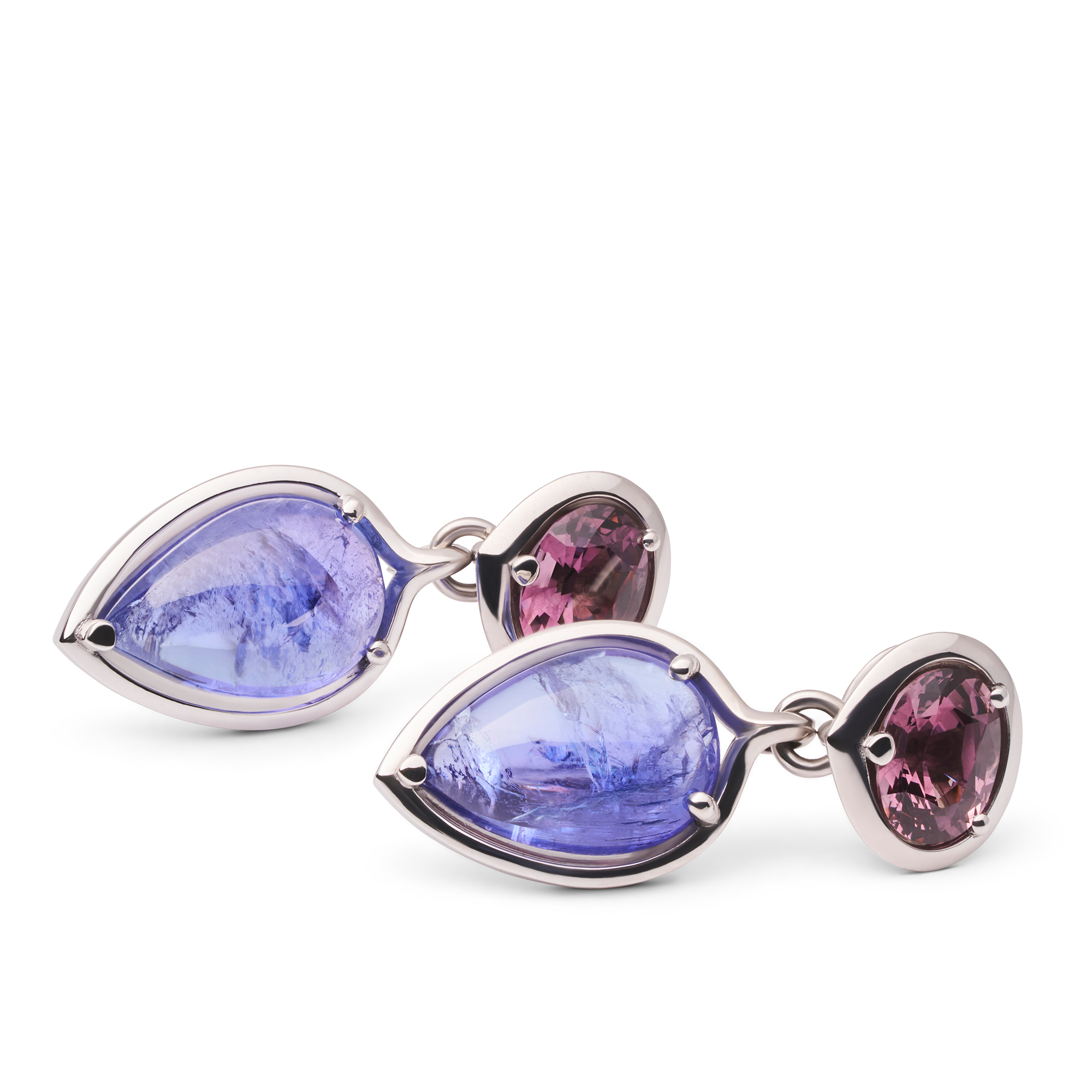 ohrschmuck, ohrstecker, tansanit, spinell, weissgold, schmuck, damenschmuck, edelsteine, schmuckdesign, goldschmiede, juwelier, sahak, jewellery, zurich