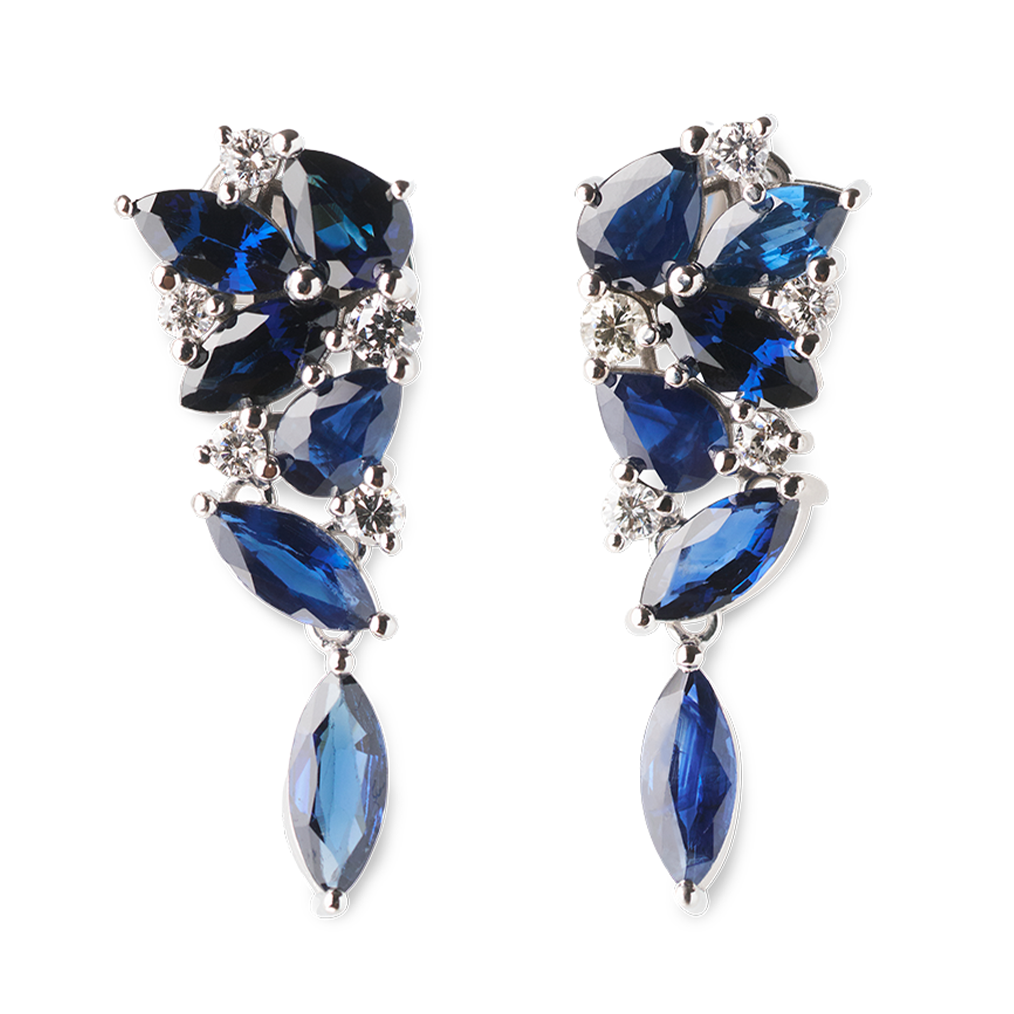 ohrschmuck, ohrhänger, ohrstecker, saphir, saphirschmuck, schmuck, diamanten. brillanten, weissgold, schmuckdesign, schmuck, juwelen, goldschmiede, juwelier, sahak, jewellery, zurich
